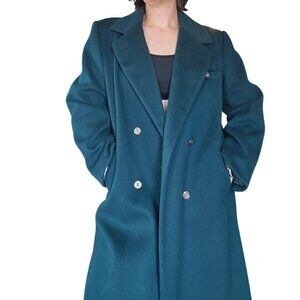 Vintage 1980s Forecaster 100% Wool Emerald Green Trench Coat Women's Size 14